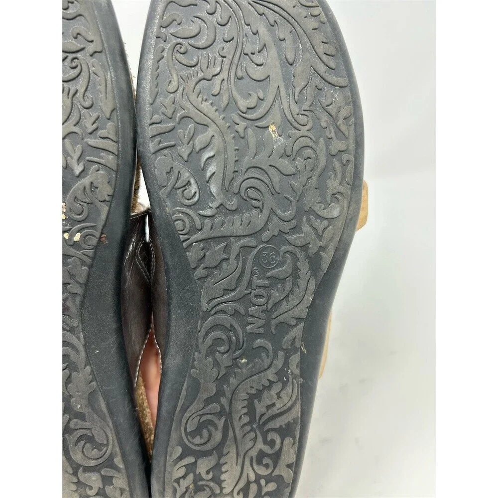 Naot Thong Sandals Womens Brown & Pewter Slip-On Comfort Contoured Footbed 38